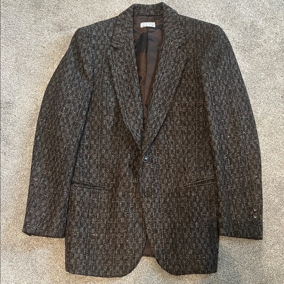 Vintage Wayne Edwards Brown Wool Tweed Blazer Bemberg Lining